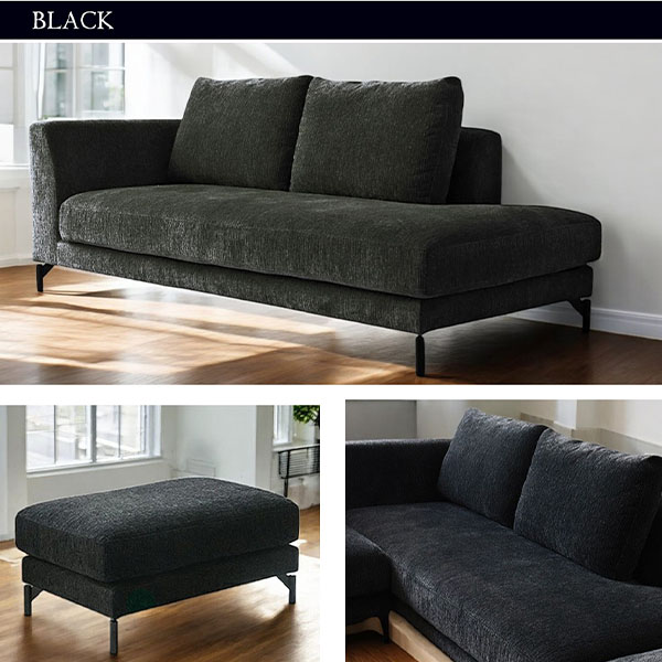 汚れに強いカバーリングソファ。組み換え自由な3人掛けソファとスツール（オットマンのセット）優雅で清潔なリビング空間に。-9