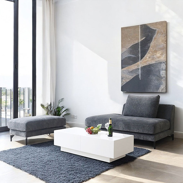 汚れに強いカバーリングソファ。組み換え自由な2人掛けソファとスツール（オットマンのセット）優雅で清潔なリビング空間に。-1