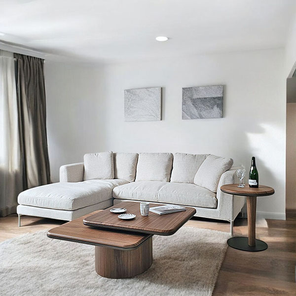 HOBANG 脚下差し込み式サイドテーブル 幅50cm ブラックオーク・ウォールナット 北欧風-6