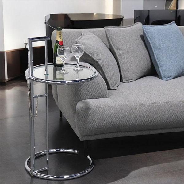 HOABNG 高さ調整可能 サイドテーブル 幅43.5cm ステンレス製 軽量でおしゃれなデザイン-2