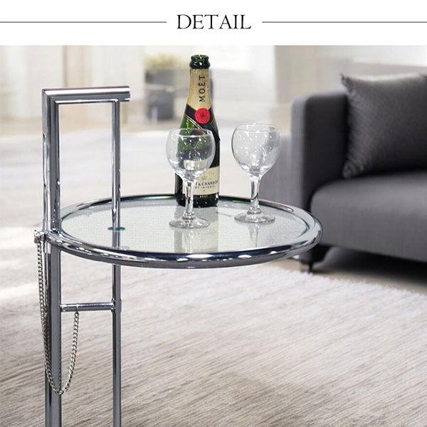 HOABNG 高さ調整可能 サイドテーブル 幅43.5cm ステンレス製 軽量でおしゃれなデザイン-7