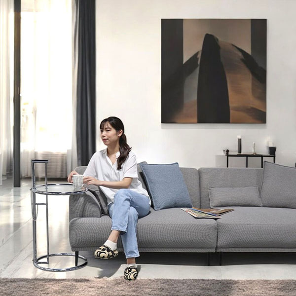 HOABNG 高さ調整可能 サイドテーブル 幅43.5cm ステンレス製 軽量でおしゃれなデザイン-11