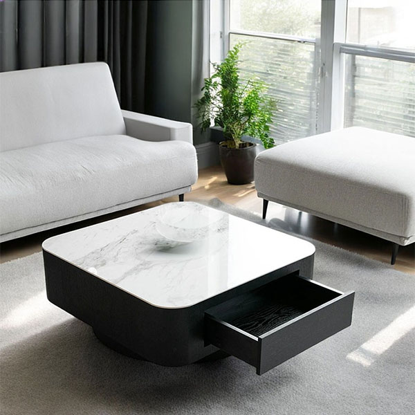 HOABNG 3色展開 大理石柄セラミック天板 引出し付きセンターテーブル おしゃれ-11