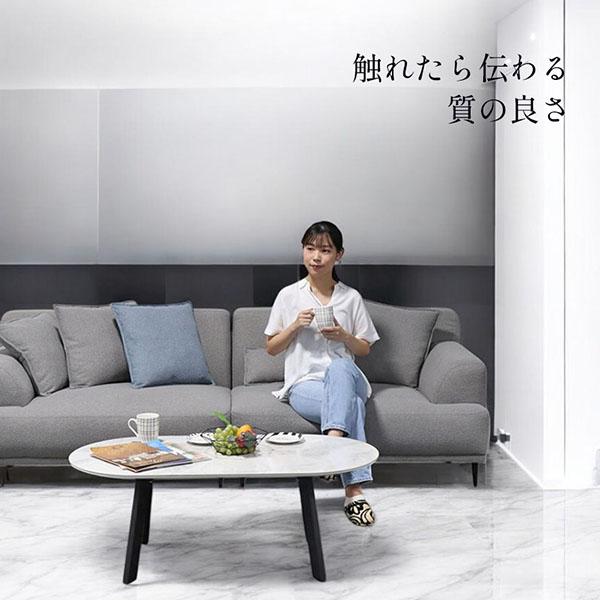 HOABNG 大理石柄 セラミック天板 オーバルセンターテーブル 幅110cm おしゃれモダン-4