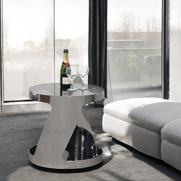 HOBANG ステンレス製 サイドテーブル モダン 強化ガラス ブラックガラス 収納付き おしゃれ-4