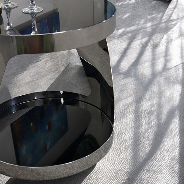 HOBANG ステンレス製 サイドテーブル モダン 強化ガラス ブラックガラス 収納付き おしゃれ-9