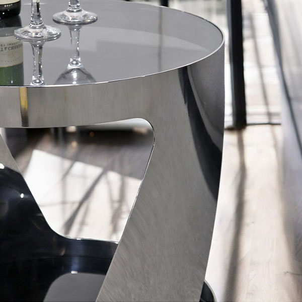 HOBANG ステンレス製 サイドテーブル モダン 強化ガラス ブラックガラス 収納付き おしゃれ-10