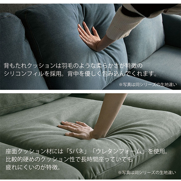 組み換え自由な洗えるカバーリングソファ オットマン付き コーデュロイ生地 ベージュ グリーン（カーキ）-17
