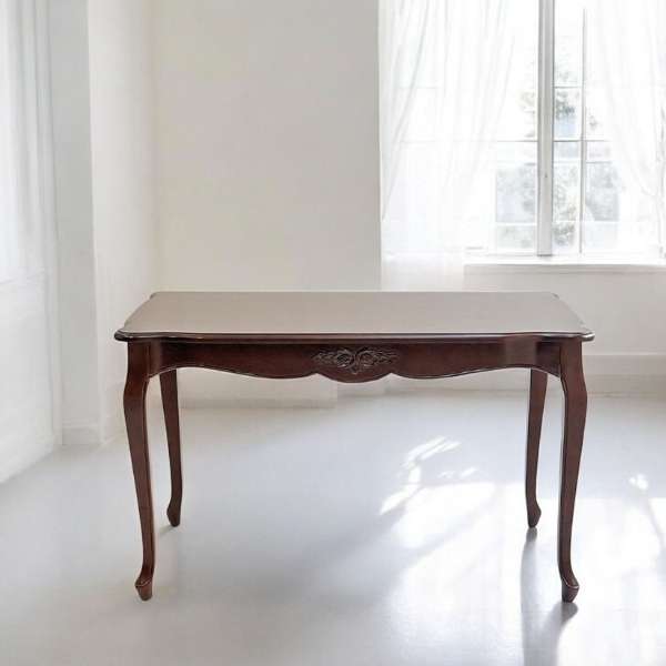 省スペース対応 ダイニングテーブルセット（ブラウン） 4人掛け 5点セット 幅125cm 猫脚 輸入家具 アンティーク調 木製 おしゃれ-3