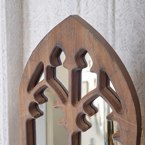 アンティーク調ウィンドウミラー（ブラウン） フレンチシャビー 幅30cm スリム 壁掛け＆置き型対応 輸入雑貨 インテリア-4