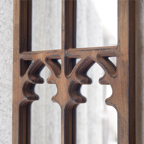 アンティーク調ウィンドウミラー（ブラウン） フレンチシャビー 幅30cm スリム 壁掛け＆置き型対応 輸入雑貨 インテリア-5