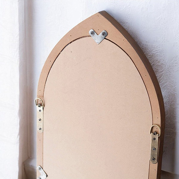 アンティーク調ウィンドウミラー（ブラウン） フレンチシャビー 幅30cm スリム 壁掛け＆置き型対応 輸入雑貨 インテリア-6