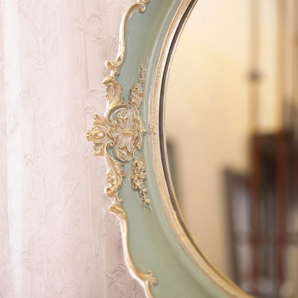 ▼ロココ調 オーバルミラー 鏡 ロココデコ オーバルウォールミラー 壁掛け鏡（ホワイト）｜Y-KAGU