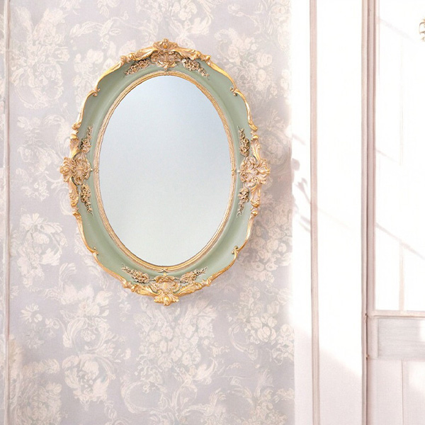 ロココデコ オーバルウォールミラー 壁掛け鏡（グリーン）｜Y-KAGU
