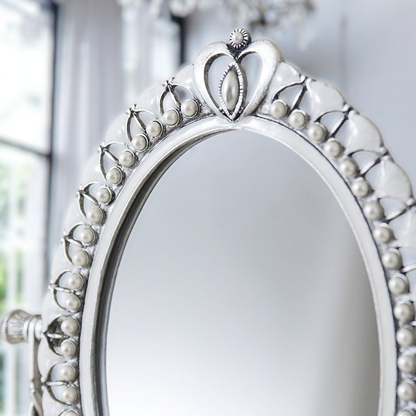 ロココ調デザインの卓上スタンドミラー。角度調整可能で、軽量で持ち運びも簡単。ギフトや店舗什器としても最適。-7