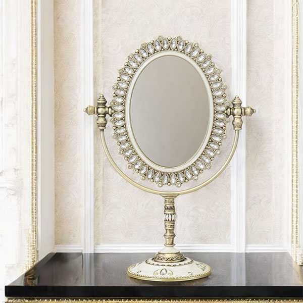 シャンデリア 卓上ミラー ジュエルスタンドミラー（卓上ミラー） オーバル ビジュー｜Y-KAGU
