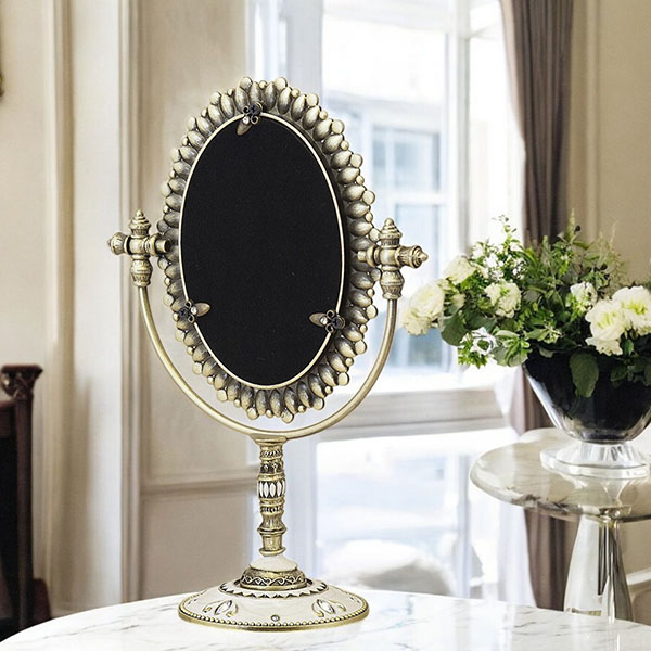 ジュエルスタンドミラー（卓上ミラー） オーバル ビジュー｜Y-KAGU