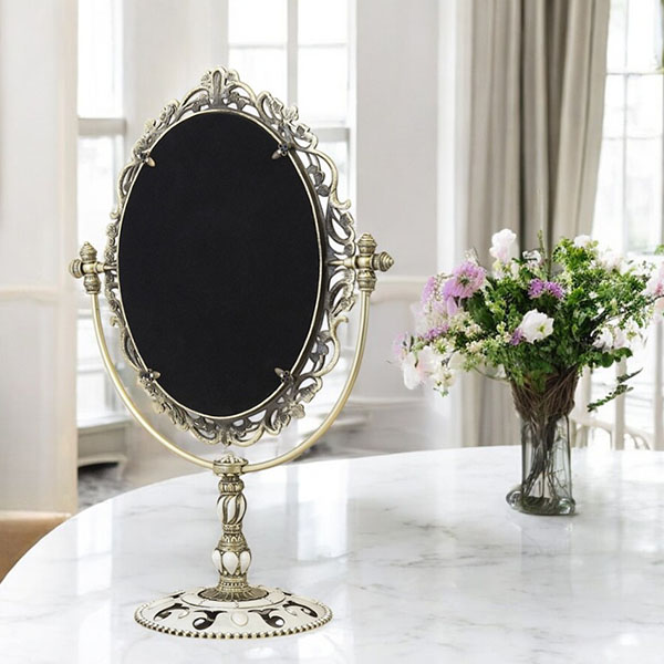 ロココ調 クラシック卓上スタンドミラー 幅32cm×高さ42cm 角度調整可能 エレガントデザイン ギフト＆サロン向け おしゃれ-9