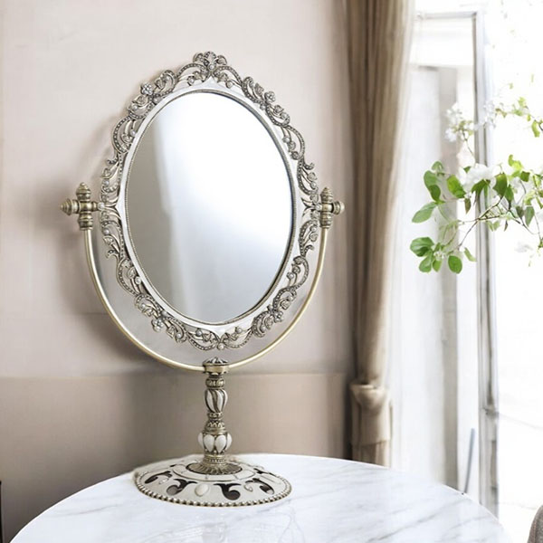 ロココ調 クラシック卓上スタンドミラー 幅32cm×高さ42cm 角度調整可能 エレガントデザイン ギフト＆サロン向け おしゃれ-11