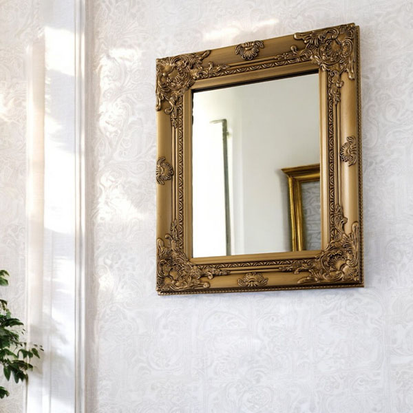 ロココ調デザインのエレガントなウォールミラー。ホワイトとゴールドの2色展開で縦横兼用可能。-2