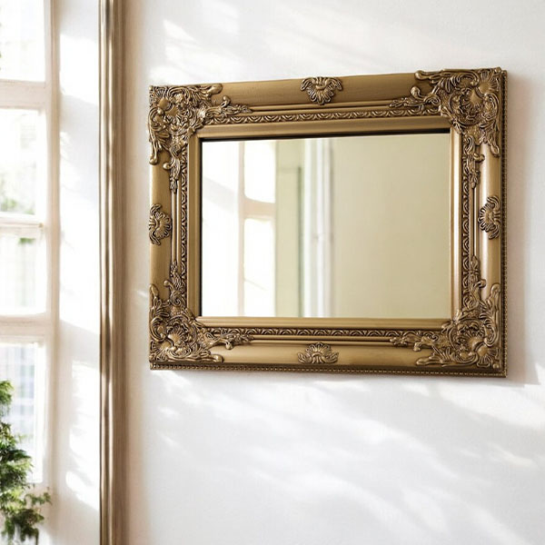 ロココ調デザインのエレガントなウォールミラー。ホワイトとゴールドの2色展開で縦横兼用可能。-3