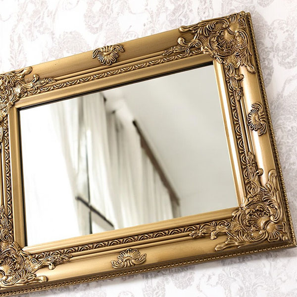 DIK59 ゴールドフレーム オクタゴン ウォールミラー ロココ調 レリーフ