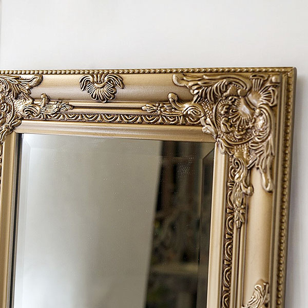 ロココ調デザインのエレガントなウォールミラー。ホワイトとゴールドの2色展開で縦横兼用可能。-5