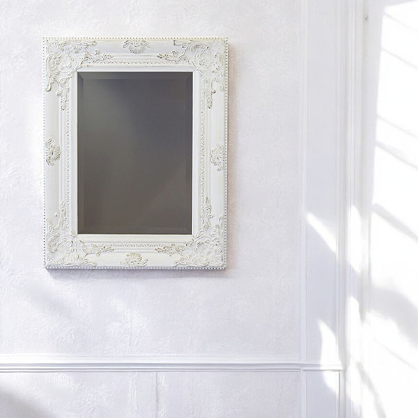 ロココ調デザインのエレガントなウォールミラー。ホワイトとゴールドの2色展開で縦横兼用可能。-10