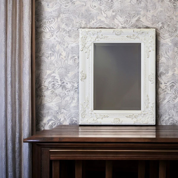 ロココ調デザインのエレガントなウォールミラー。ホワイトとゴールドの2色展開で縦横兼用可能。-11