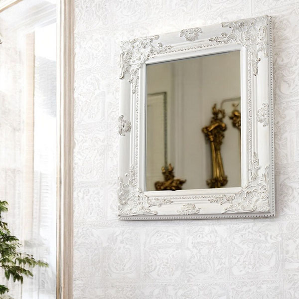 ロココ調デザインのエレガントなウォールミラー。ホワイトとゴールドの2色展開で縦横兼用可能。-12