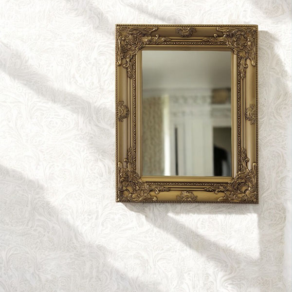 ロココ調デザインのエレガントなウォールミラー。ホワイトとゴールドの2色展開で縦横兼用可能。-17