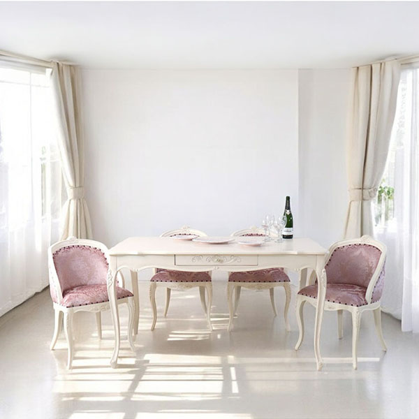 猫脚★ダイニングテーブルセット★白★ホワイト★4人掛け★ロココ調★おしゃれ★輸入家具-12