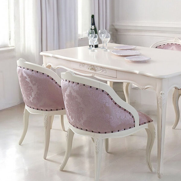 猫脚★ダイニングテーブルセット★白★ホワイト★4人掛け★ロココ調★おしゃれ★輸入家具-18