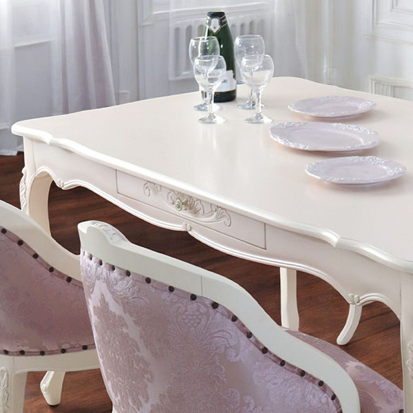 猫脚★ダイニングテーブルセット★白★ホワイト★4人掛け★ロココ調★おしゃれ★輸入家具-23