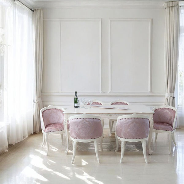 猫脚★ダイニングテーブルセット★白★ホワイト★6人掛け★ロココ調★おしゃれ★輸入家具-12