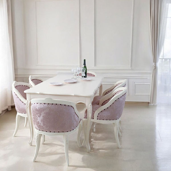 猫脚★ダイニングテーブルセット★白★ホワイト★6人掛け★ロココ調★おしゃれ★輸入家具-14