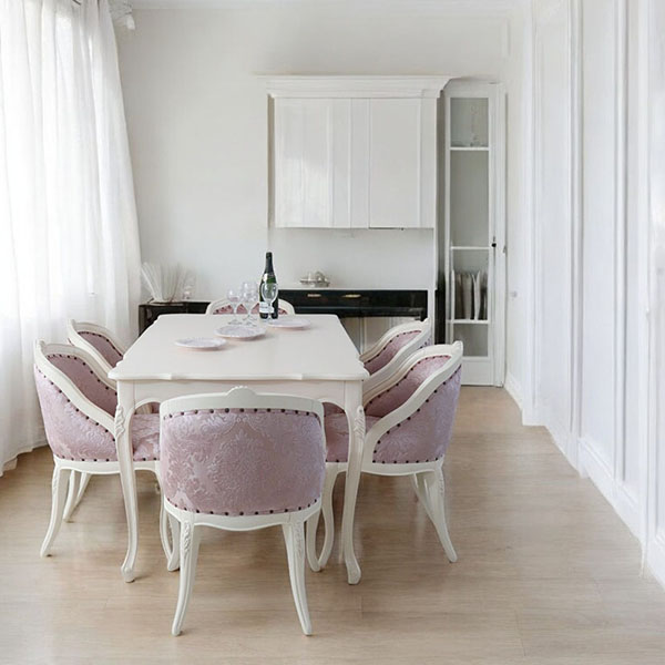 猫脚★ダイニングテーブルセット★白★ホワイト★6人掛け★ロココ調★おしゃれ★輸入家具-20