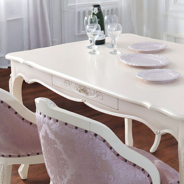 猫脚★ダイニングテーブルセット★白★ホワイト★6人掛け★ロココ調★おしゃれ★輸入家具-23