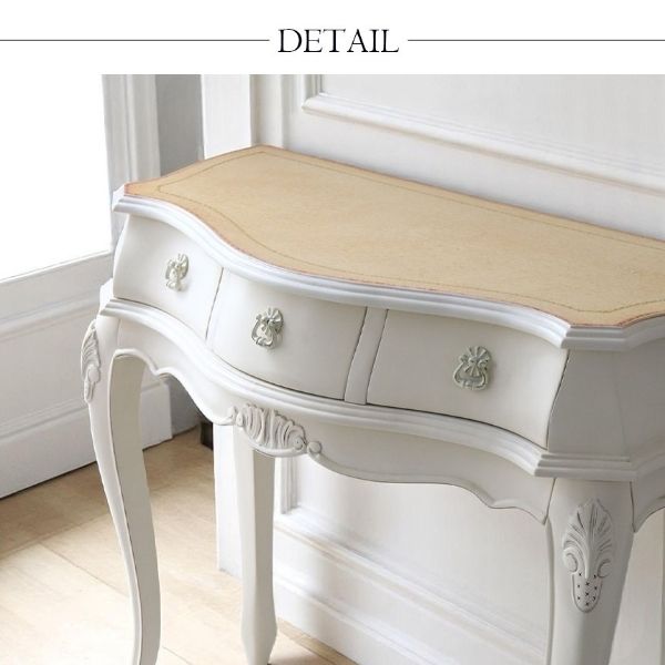 姫系 猫脚 コンソールデスク 幅90cm 在宅ワーク対応 レーザ調天板 アイボリー 白 ホワイト おしゃれ 玄関収納 白家具 店舗什器-13