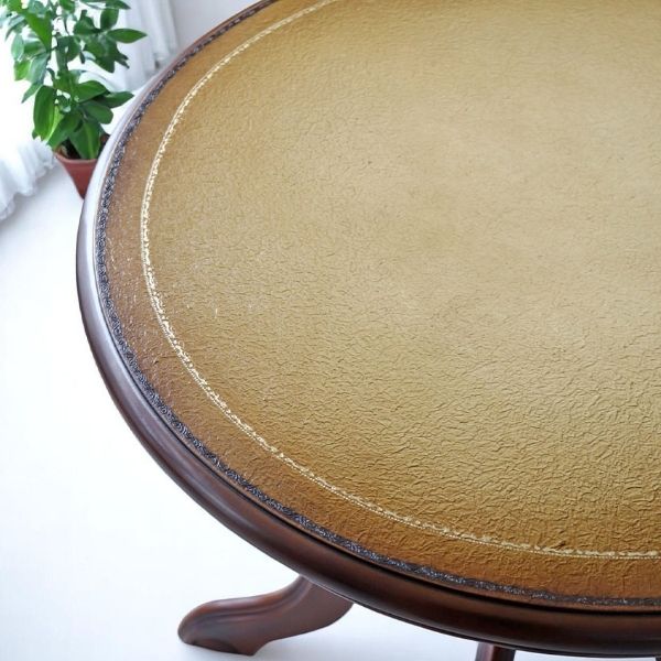 アンティーク調 猫脚 ラウンドテーブル 幅60cm ブラウン 木製 4本脚 おしゃれ コーヒーテーブル カフェテーブル 什器-10