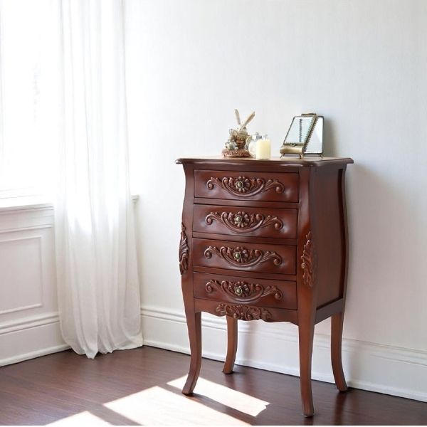 アンティーク調 猫脚 4段チェスト 幅55cm 引出 収納 おしゃれ 茶色 引き出し 収納 輸入家具 インテリア収納-5