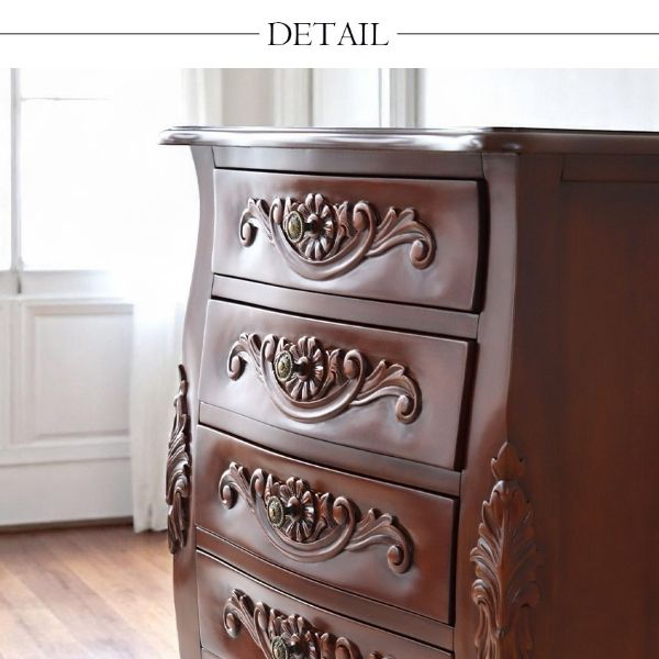 アンティーク調 猫脚 4段チェスト 幅55cm 引出 収納 おしゃれ 茶色 引き出し 収納 輸入家具 インテリア収納-6