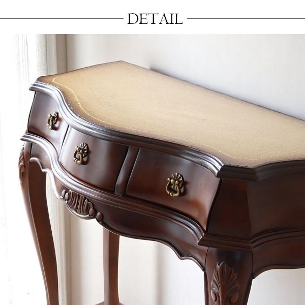 アンティーク調 猫脚 コンソールデスク 幅90cm 在宅ワーク対応 パソコンデスク ブラウン 木製 おしゃれ 玄関収納 店舗什器-13