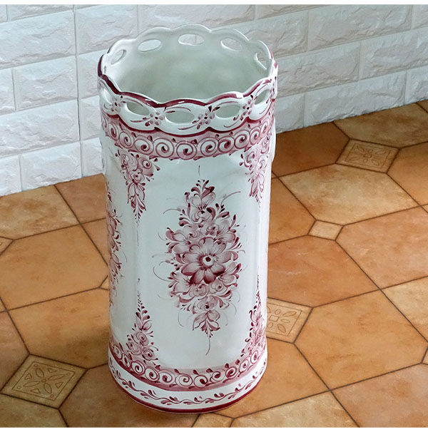 ポルトガル製,陶器,傘立て,傘立,アンブレラスタンド,玄関,新築祝い,ピンクフラワー-4