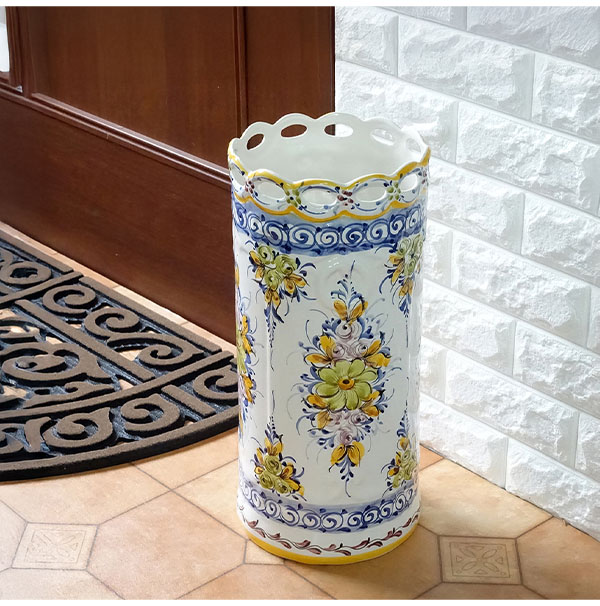 ポルトガル製 ハンドペイント 傘立て（イエローフラワー）｜Y-KAGU