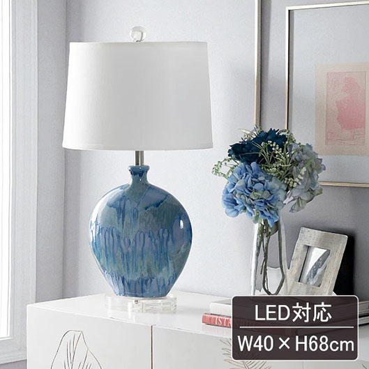 LED対応 テーブルランプ 68cm オーシャンブルー セラミックベース ホテルライク クリスタル台座 寝室ライト 間接照明 おしゃれ-9