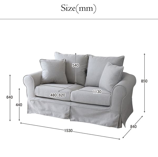 カバーリングソファ,撥水生地、ペットに強い,クラシックソファ,フレンチグレー,2人掛け,二人掛け-11