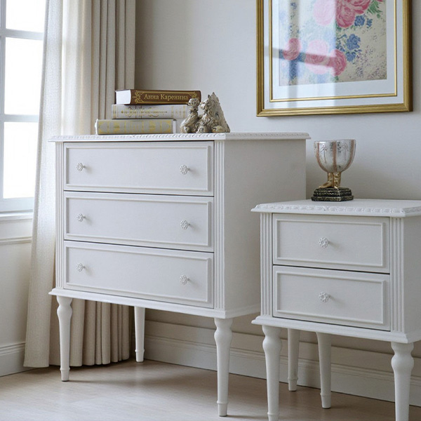 フレンチテイスト カントリーグレース 3段ワイドチェスト（引出） 幅