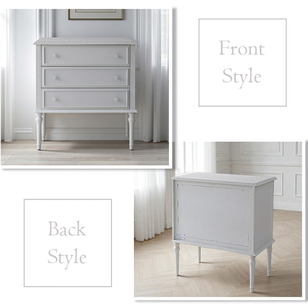 フレンチテイスト カントリーグレース 3段ワイドチェスト（引出） 幅