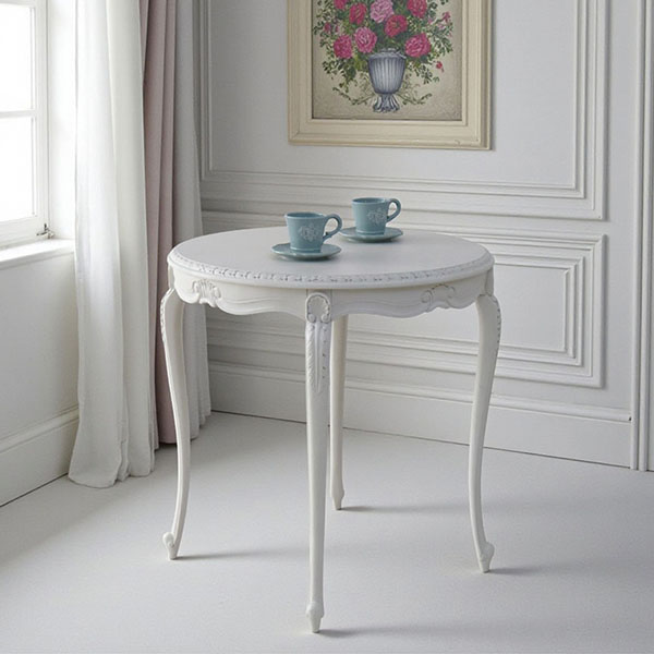 フランス風家具,アンティーク調,輸入家具,白家具,ホワイトインテリア,ダイニングテーブル,ラウンド,円形-1